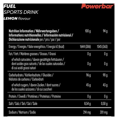 Boisson isotonique Powerbar Black Line Fuel 90g Citron - 94g