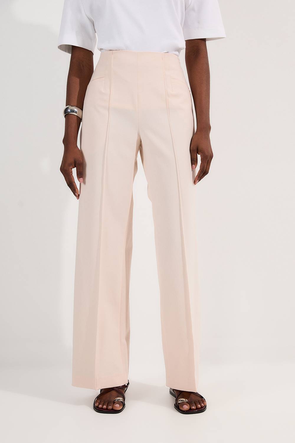 KarenMillen Pantalon tailleur à jambe large avec détail de poche stretch compact