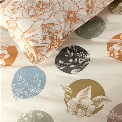 Linge de lit motif cercles à fleurs variées - BECQUET CRÉATION
