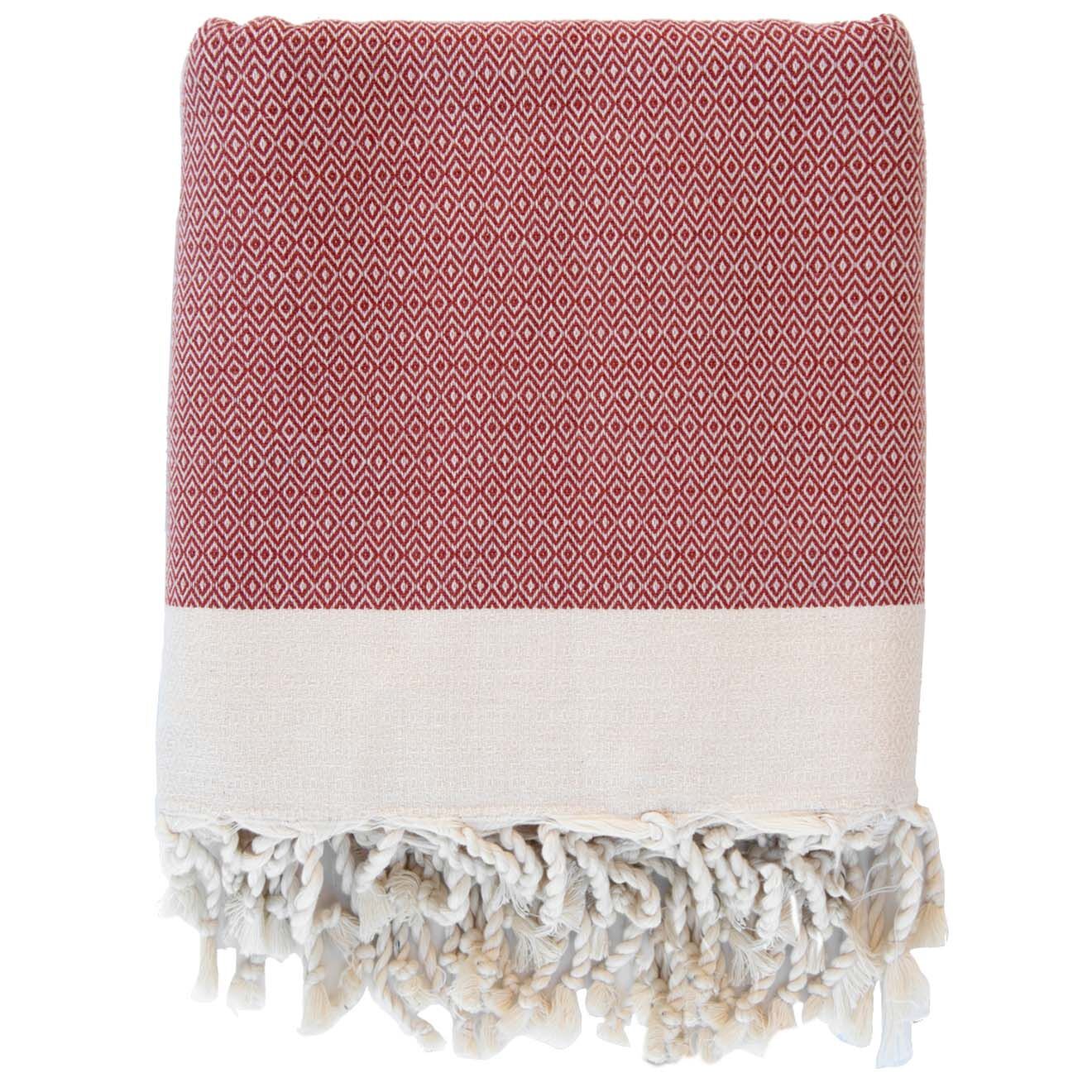 Febronie Plaid en coton tissé Courchevel terracotta