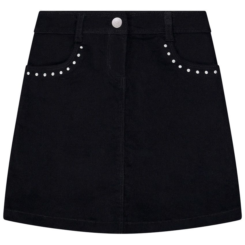 Jupe trapèze en velours avec strass pour fille - Noir