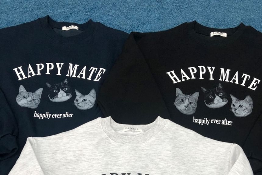 SeoulPop - Losse sweatshirt met kattenprint