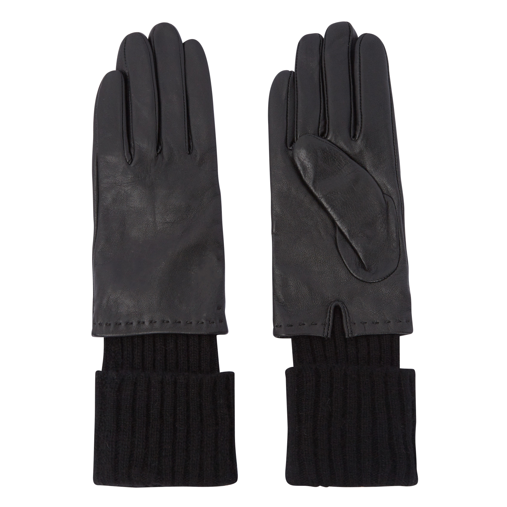 Gants en cuir mélangé | Noir