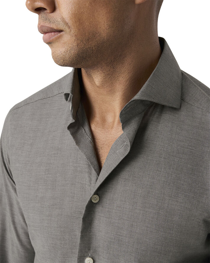 ETON HERRINGBONE WRINKLE FREE FLANNEL SH Grå