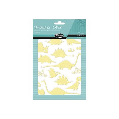 Maildor - 2 feuilles gommettes phosphorescentes dinosaures