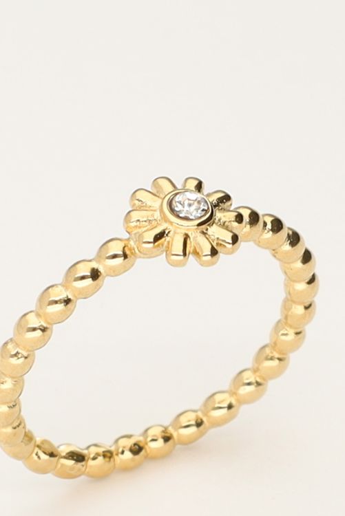 Minimalistische ring met bloem & steentje
