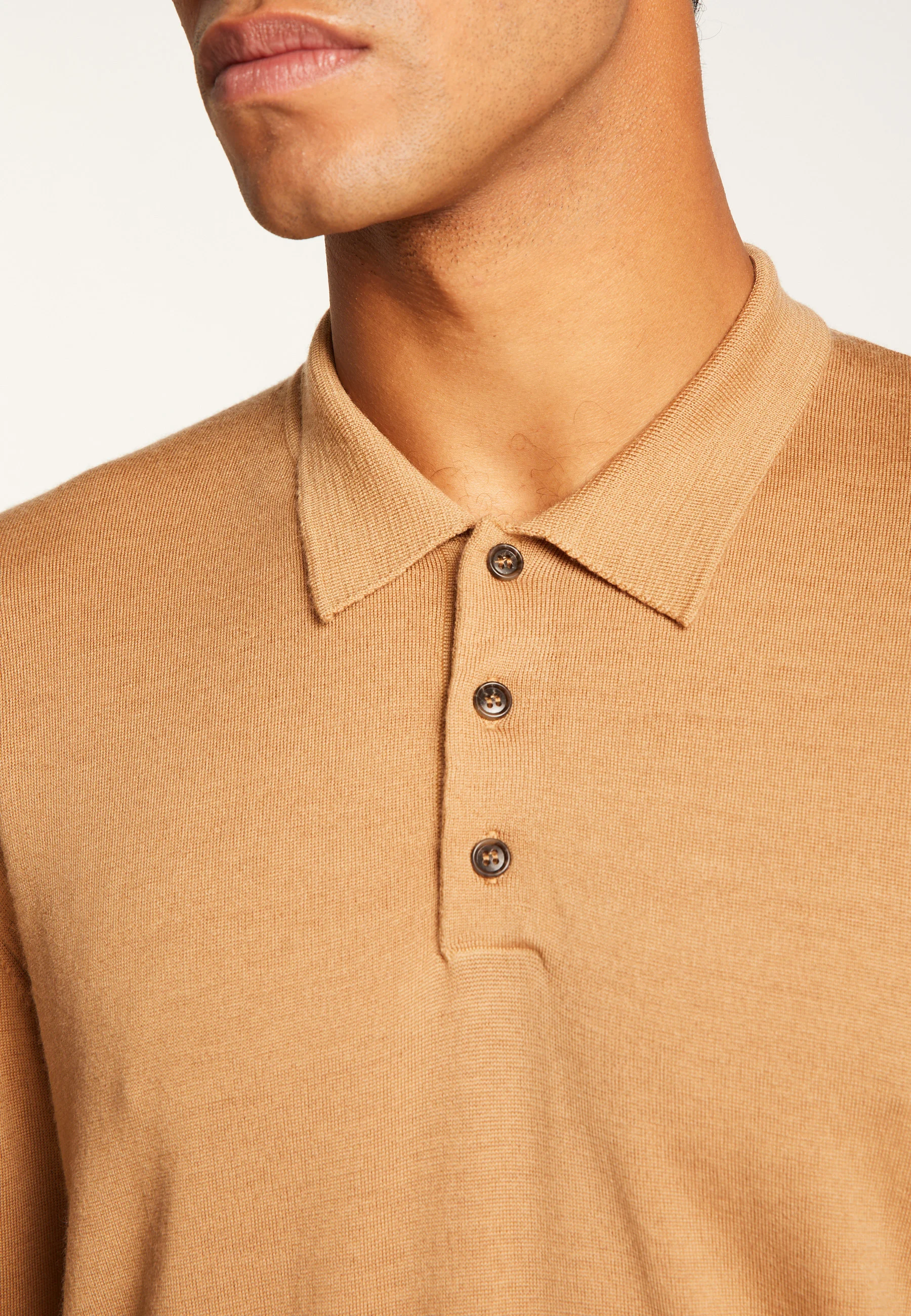 ENIAH24 - Pull col polo en laine mérinos | Marron