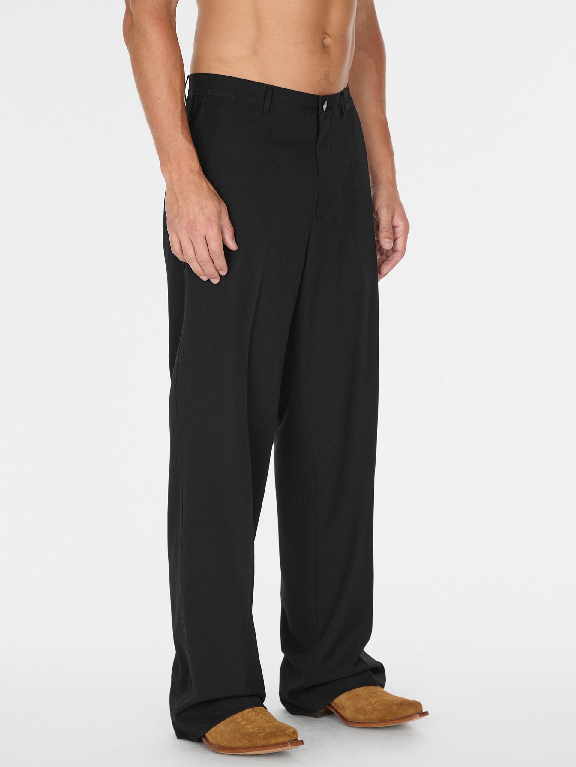 calça de terno de tecido plano