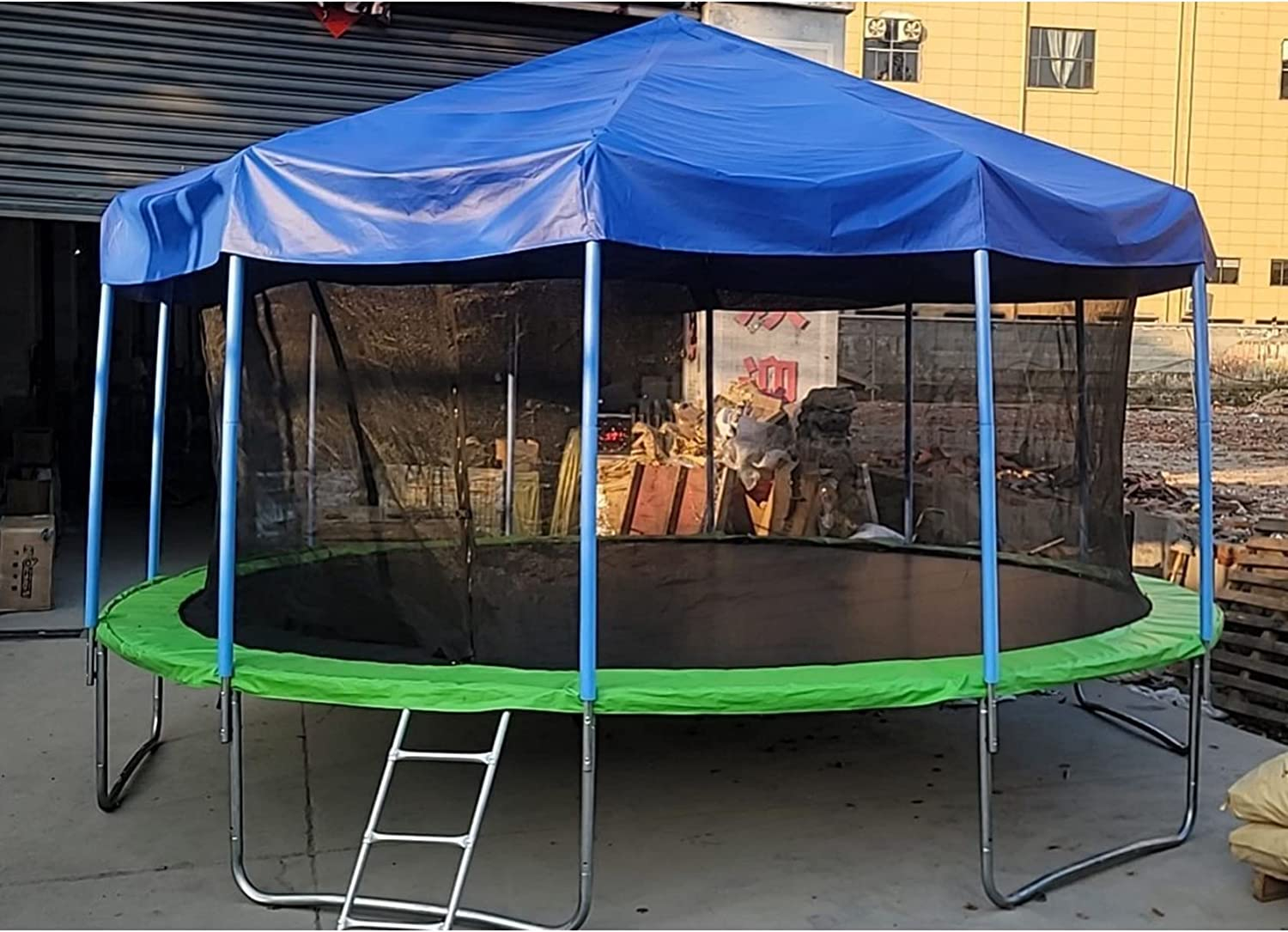 (Ø305cm) Trampolin Regenschutz UV-Beständige Abdeckplane Trampolin Dach - Blau