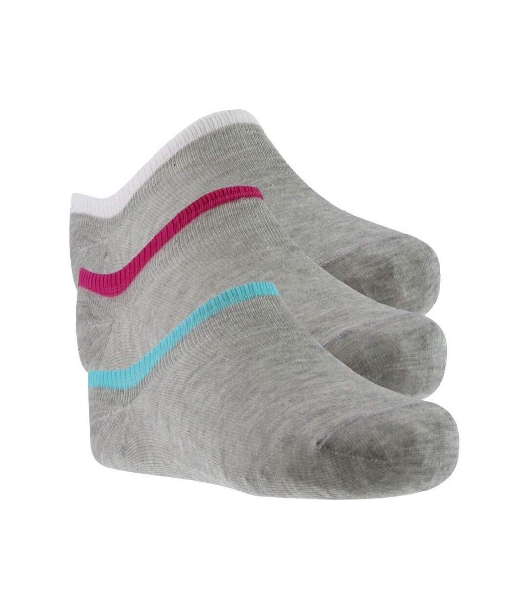 TWINDAY Lot de 3 paires de Socquettes Femme Coton LESINVISIBLES Gris