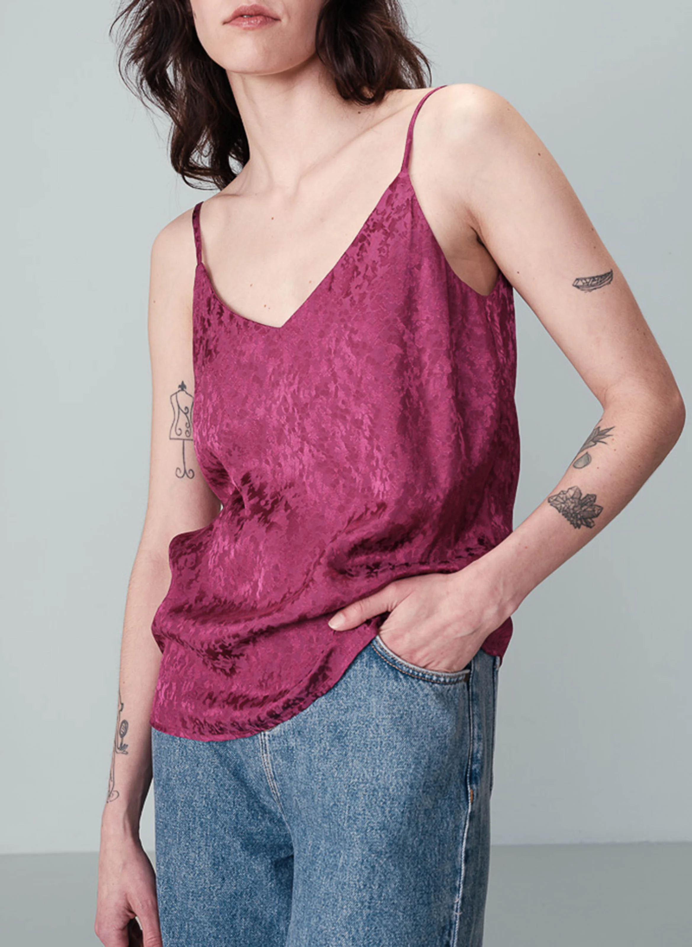 NISRINE - Débardeur droit en jacquard | Rose
