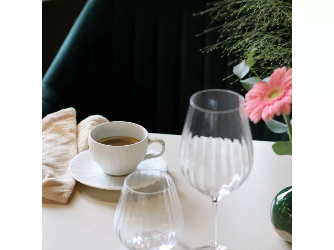 Ogo Living - Lot 6 Tasses 9cl Et Soucoupes 12cm Urus En Porcelaine Bleu Et Blanc