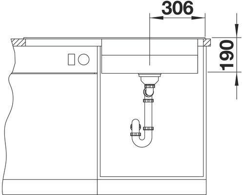 Blanco ZENAR XL 6 S DGP spoelbak, 1000 x 510 mm, tartufo, 524059, 1 bak, bak rechts, met afdruiprek