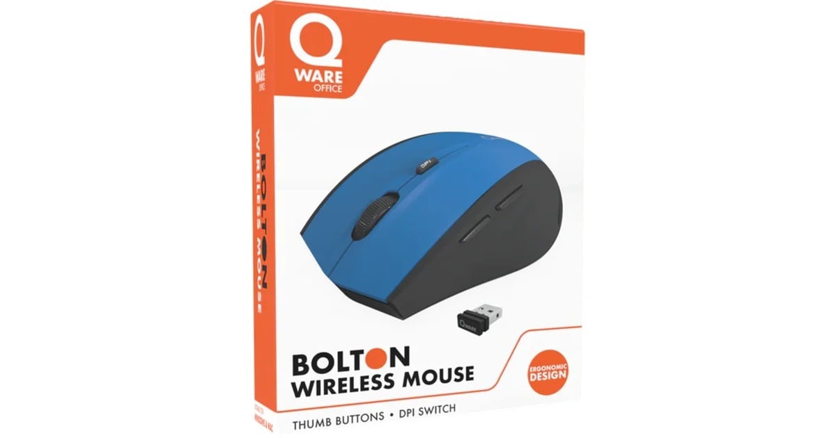 QwareBolton Draadloze Muis  (Zwart/blauw, 800 - 1600 DPI)