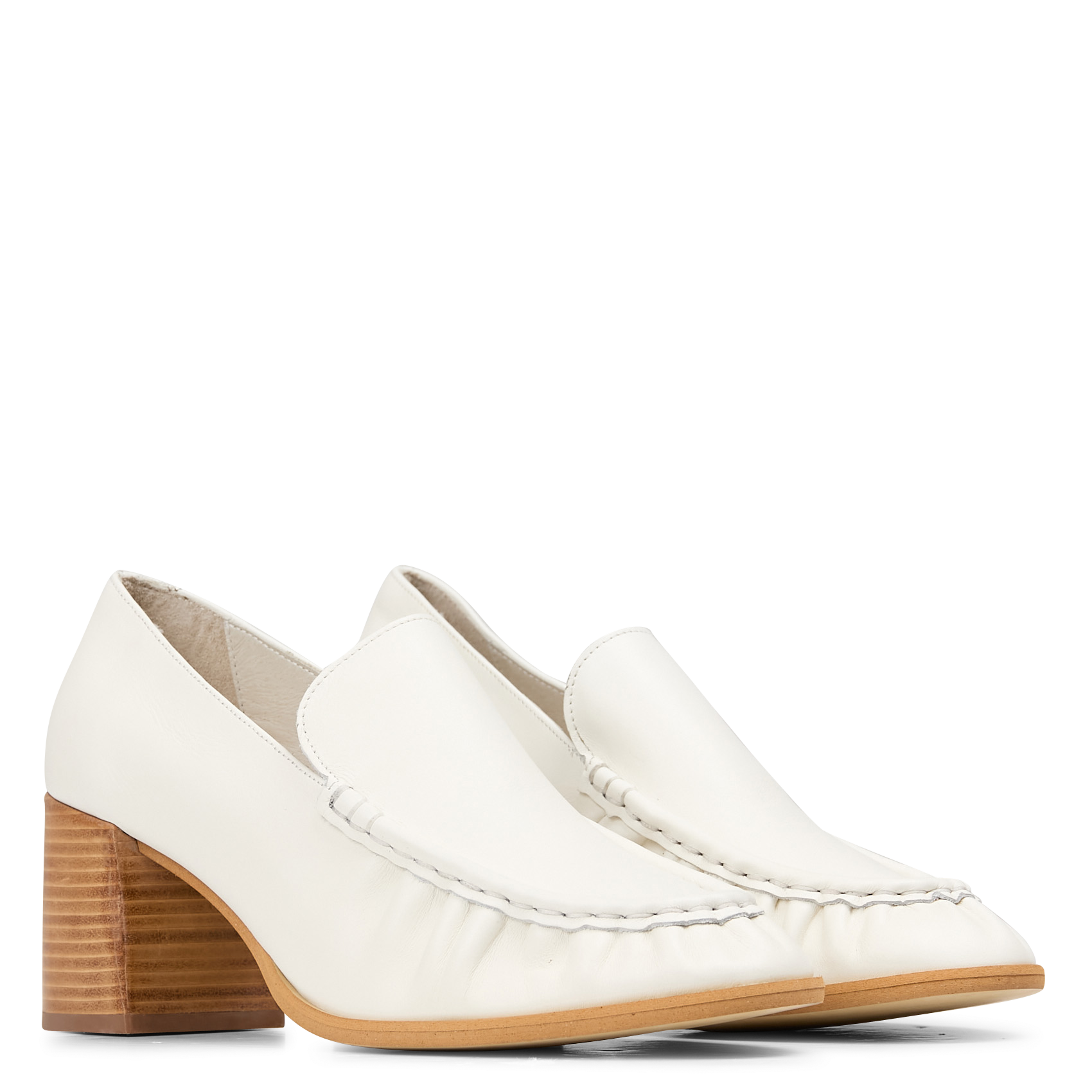 HIKARI - Mocassins à talons en cuir | Blanc