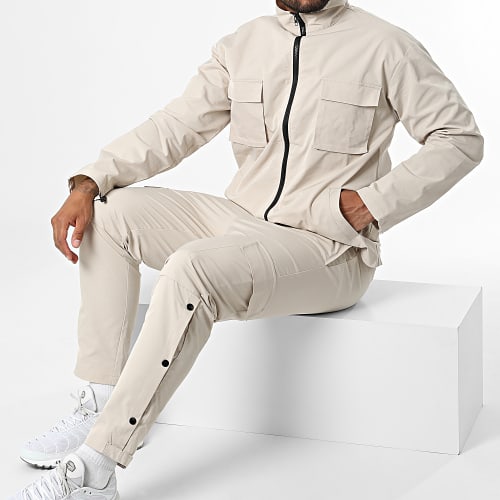 Ensemble Veste Zippée Et Pantalon Cargo Beige
