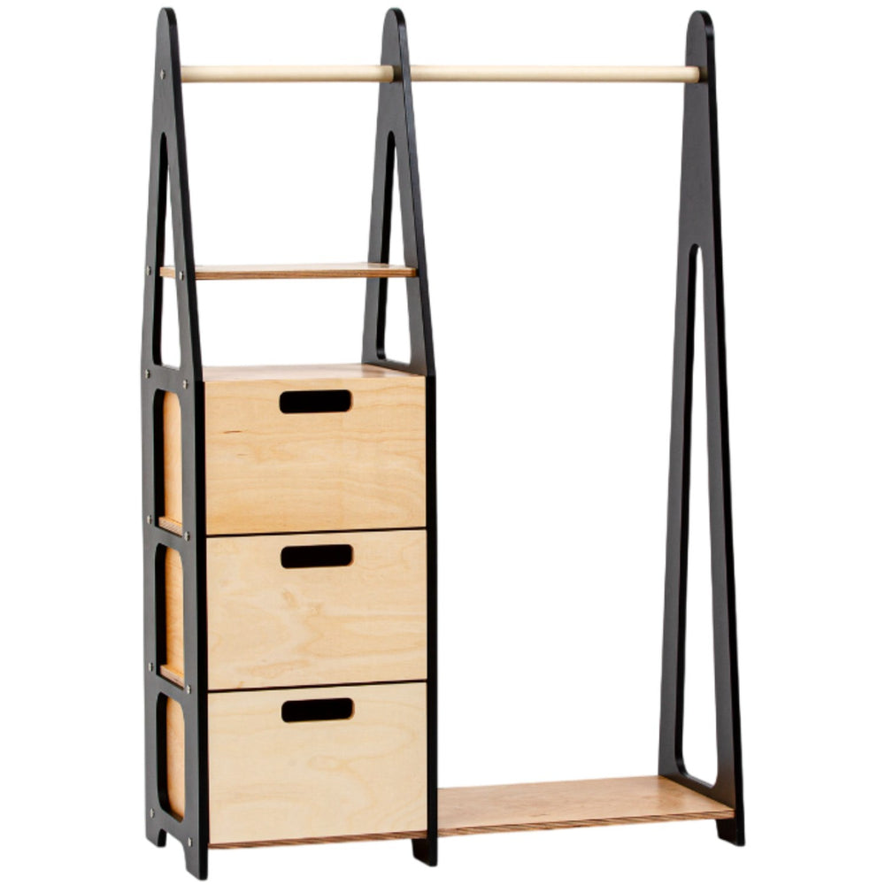 Køb Duck Woodworks Børnegarderobe m. Skuffer Black