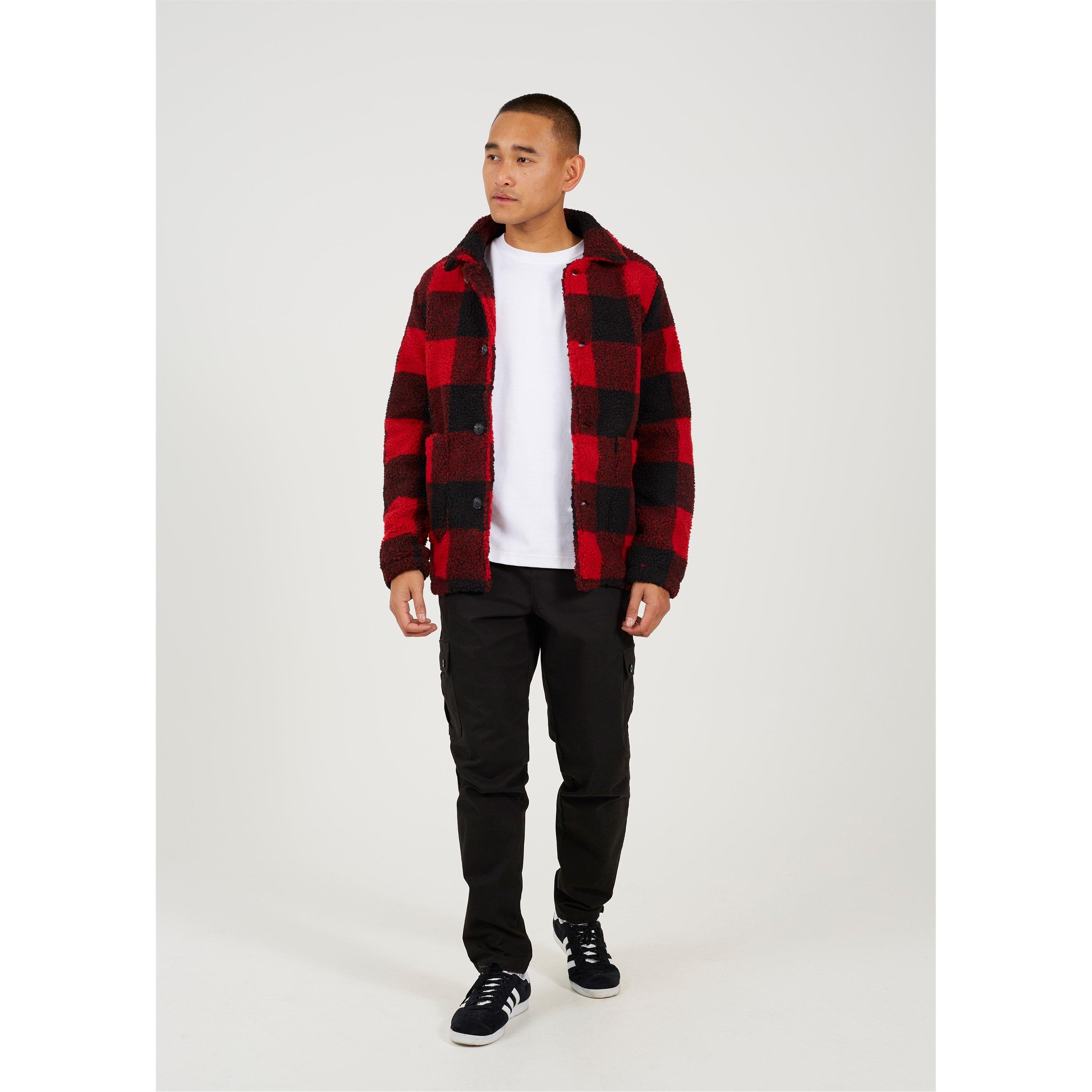Brave Soul Checked Borg Jacket