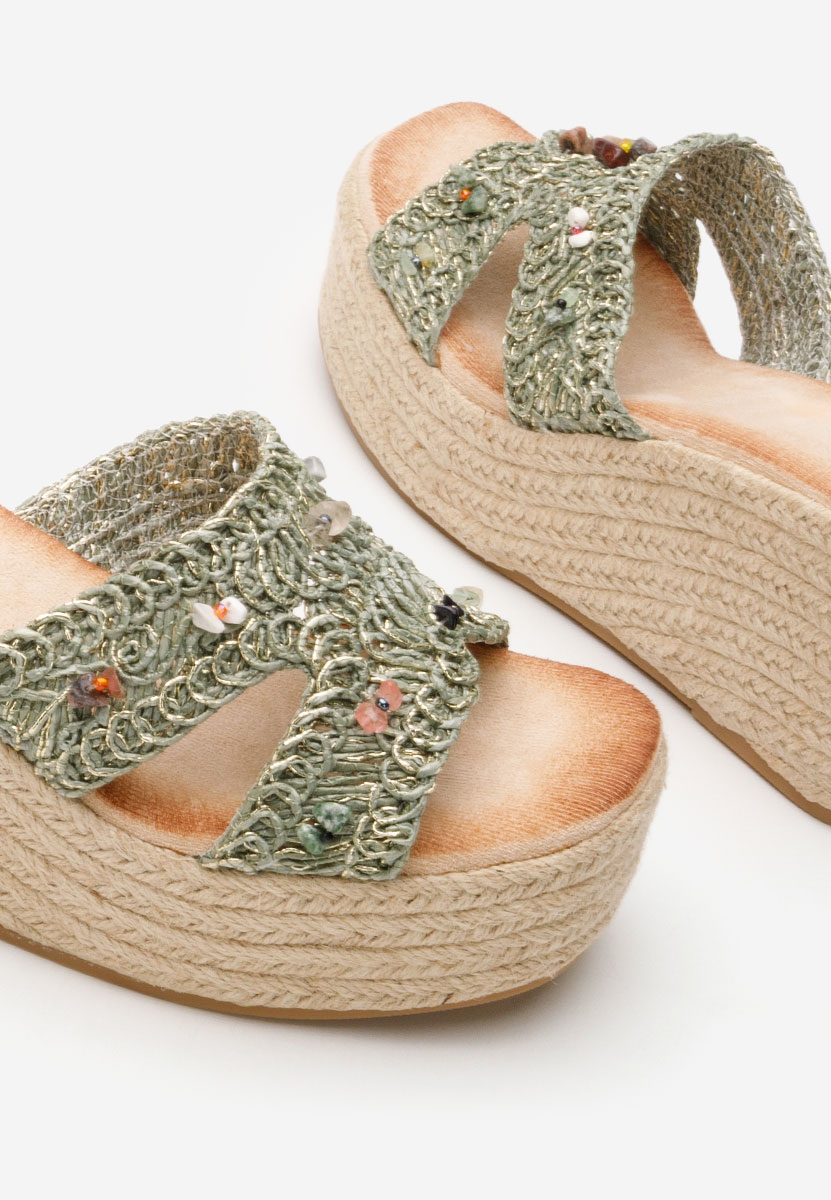 Mules à plateforme vert Laurine