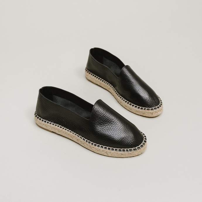 Espadrilles  en cuir grainé noir