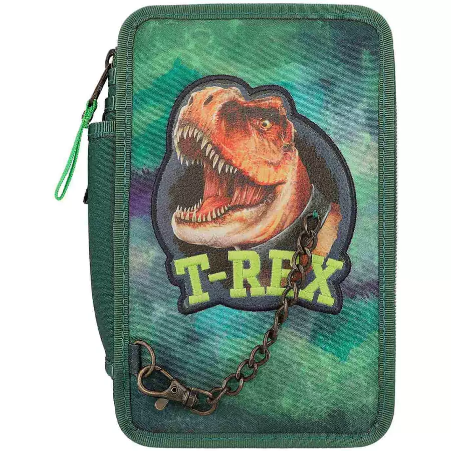Depesche 3-Fach Federtasche T-Rex Dino World 20 x 13 cm grün