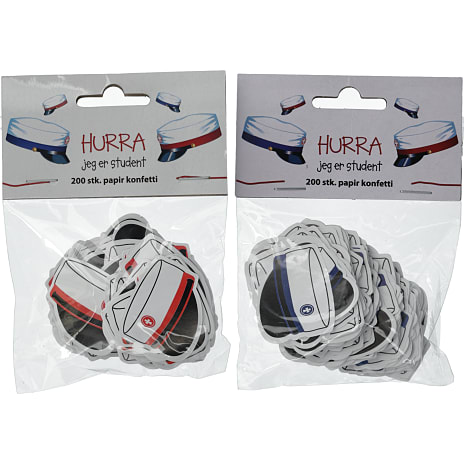 Konfetti student 200 stk. med hueprint - flere varianter - assorteret