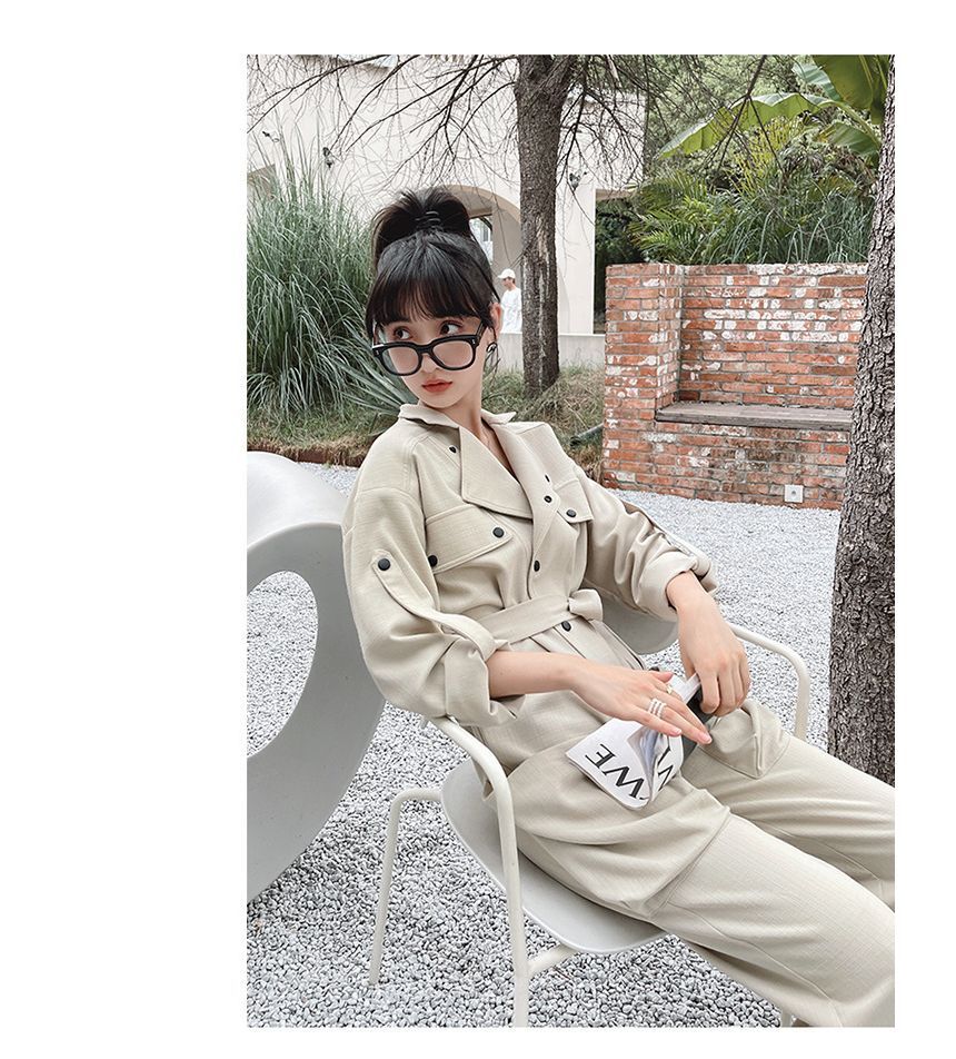 Ango - Jumpsuit met lange mouwen, kraag en knopen