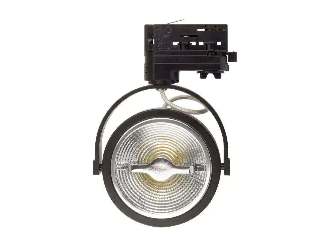 Spot LED sur Rail Triphasé CREE AR111 15W Dimmable Noir 2700K Blanc chaud
