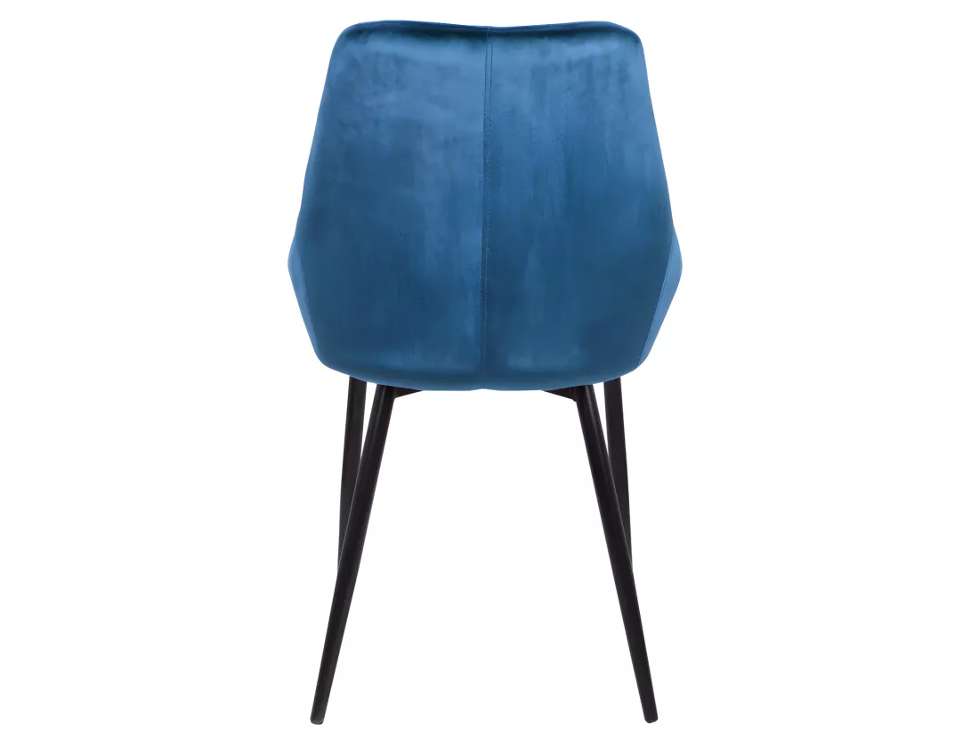 Lot de 2 chaises - Velours et métal noir - Bleu nuit - MASURIE