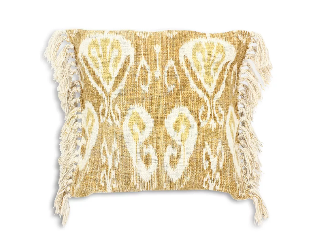 Now's Home - Coussin En Coton Tisse Jaune Mimosa Frange 45x45cm Itarema