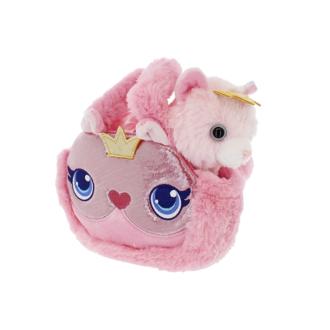 Plüsch Katze - mit Tasche rosa mit Krone