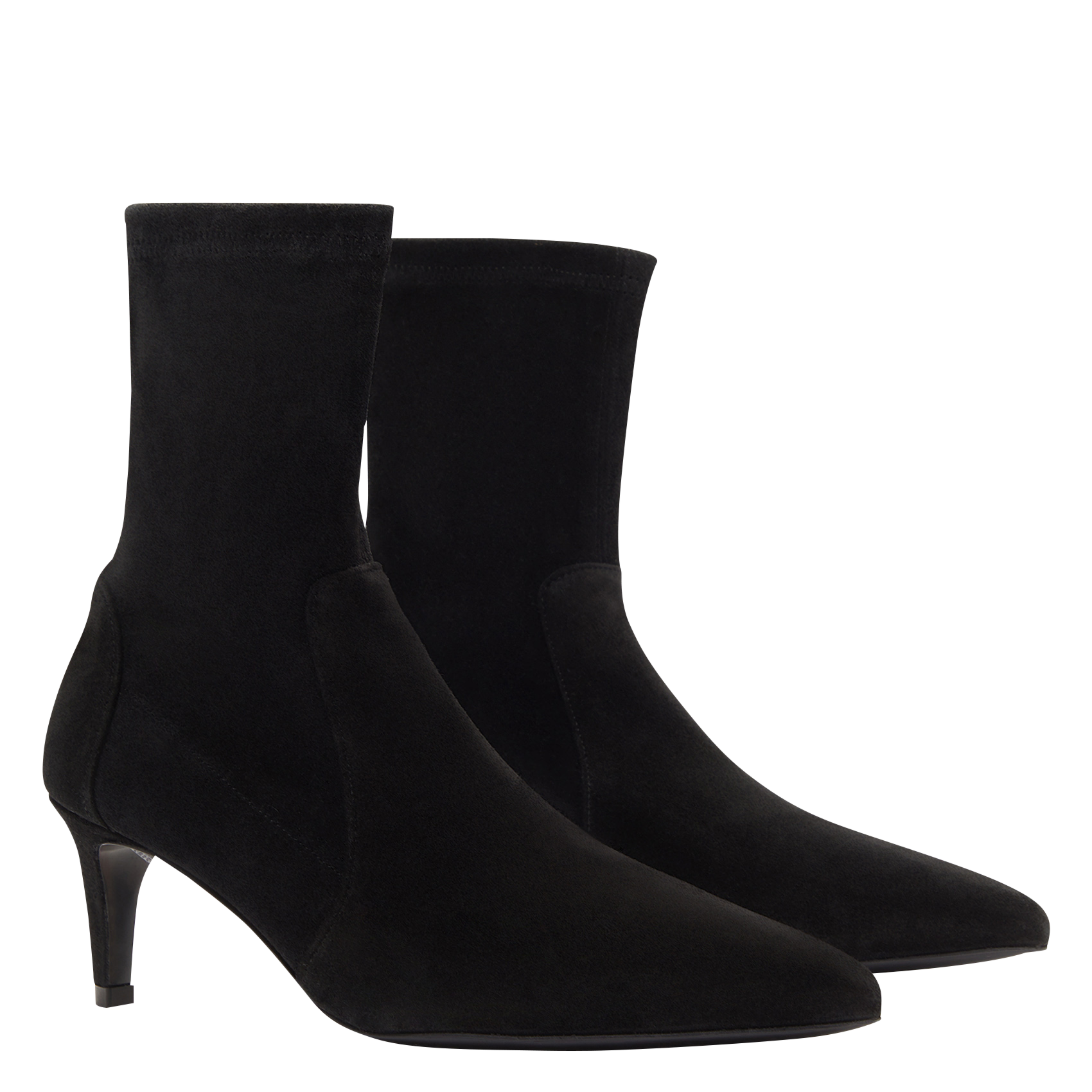 Bottines à talon en cuir velours | Noir