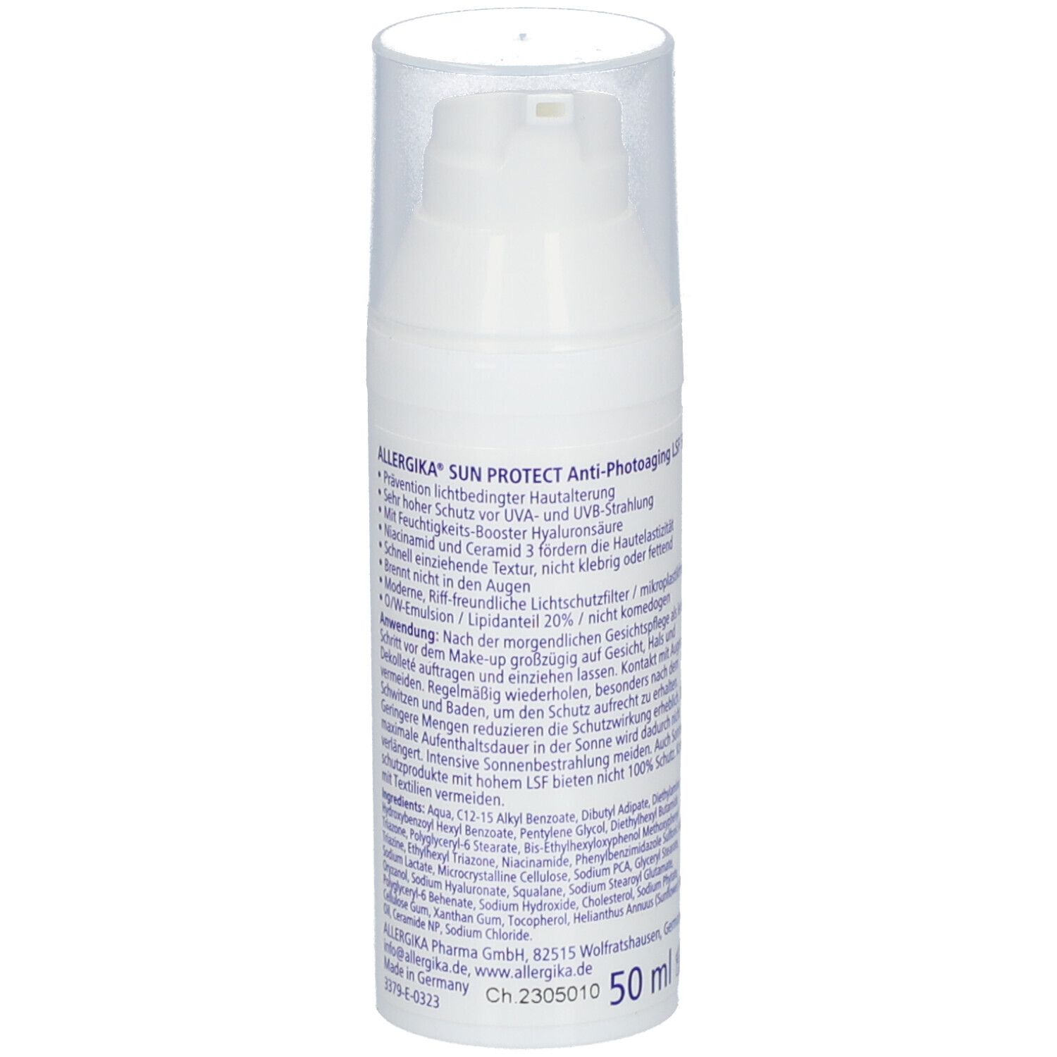 ALLERGIKA® SUN PROTECT Anti-Photo-Aging SPF 50+ - Sonnenschutz zur tägliche Anwendung, sehr hoher Schutz vor vorzeitiger Hautalterung bei sensibler, trockener Haut