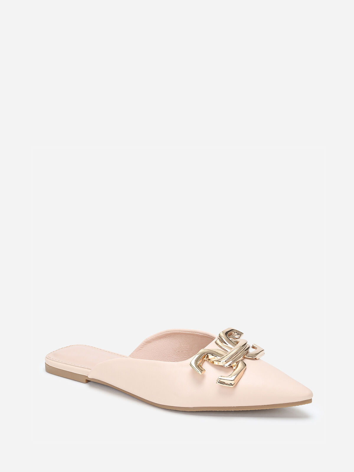 Mules pointues à boucle- Beige