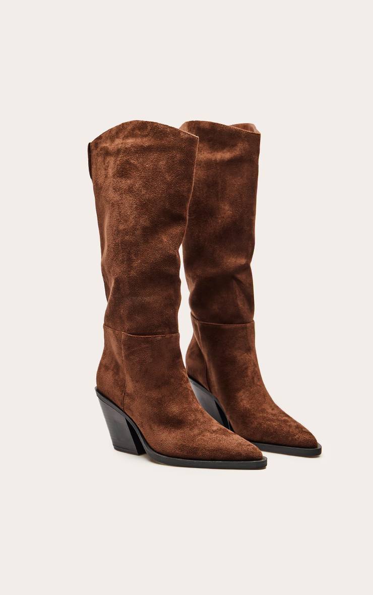 Chocolat Bottes Hautes À Talon Cubain En Synthétique