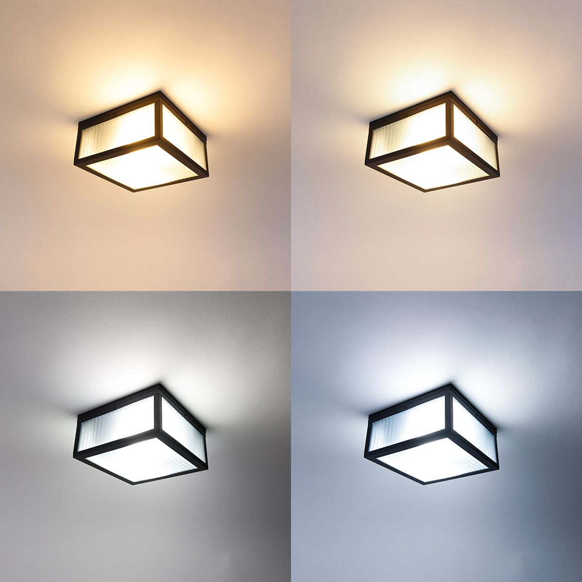 Smart buiten plafondlamp zwart met ribbel glas incl. Wifi A60 - Charlois