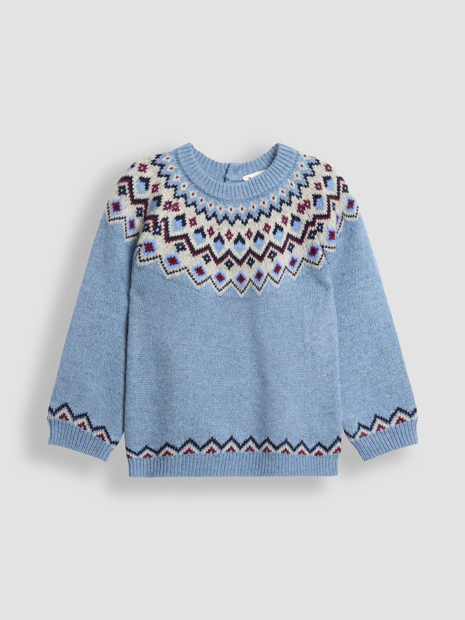Blauw - JoJo Maman Bébé trui met fairislemotief