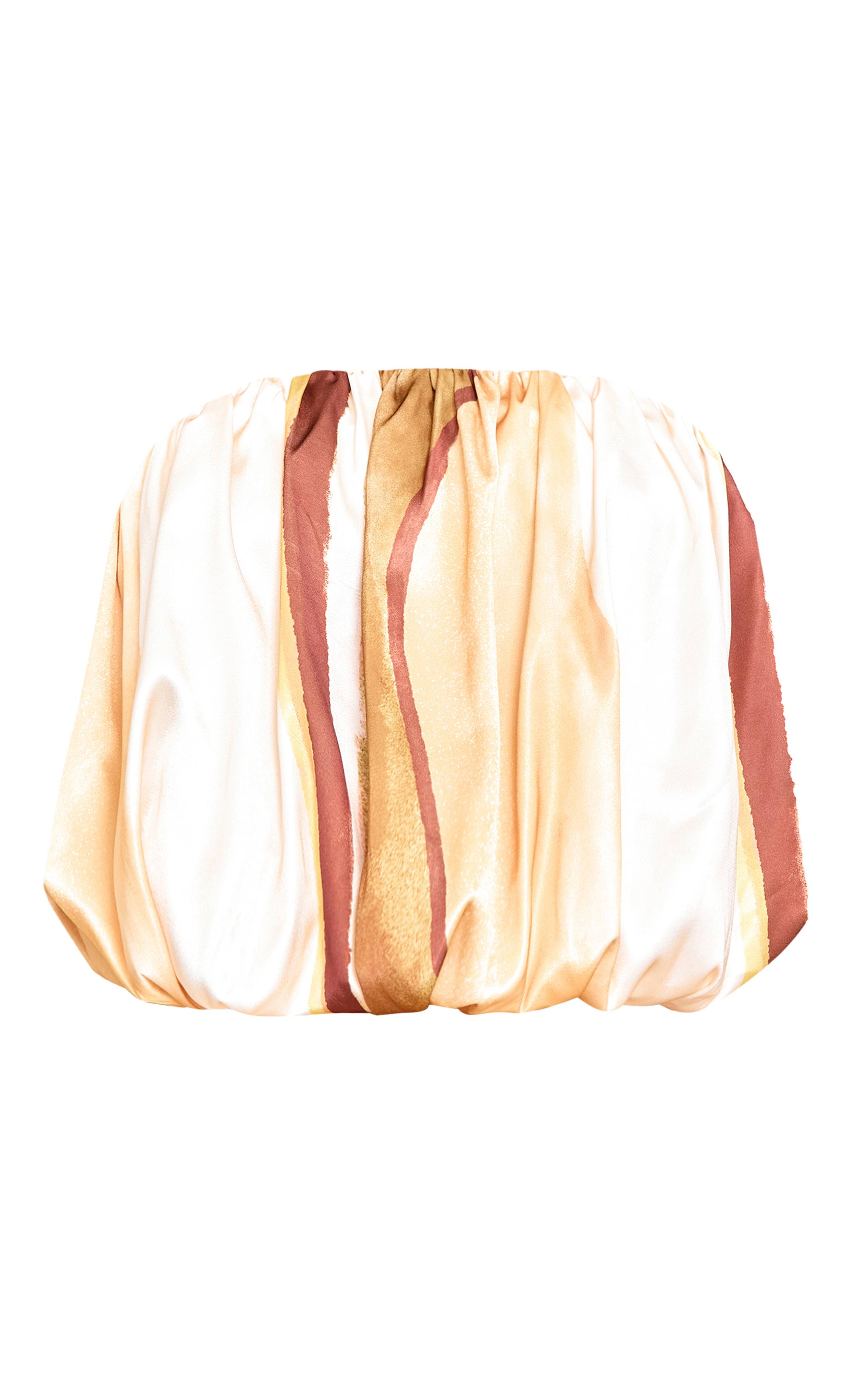 Multicolore Haut Bustier Bouffant En Satin À Imprimé Rayé