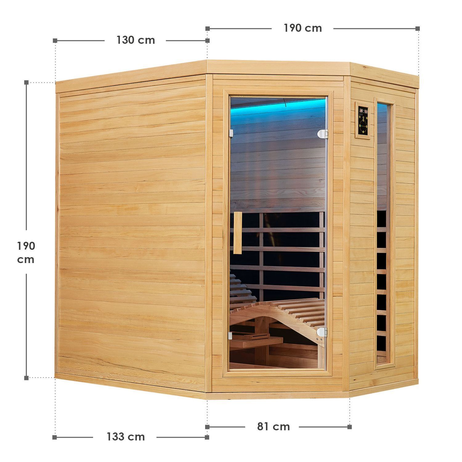 Artsauna Infrarotkabine Wärmekabine Esbjerg mit Triplex-Heizsystem & Hemlockholz