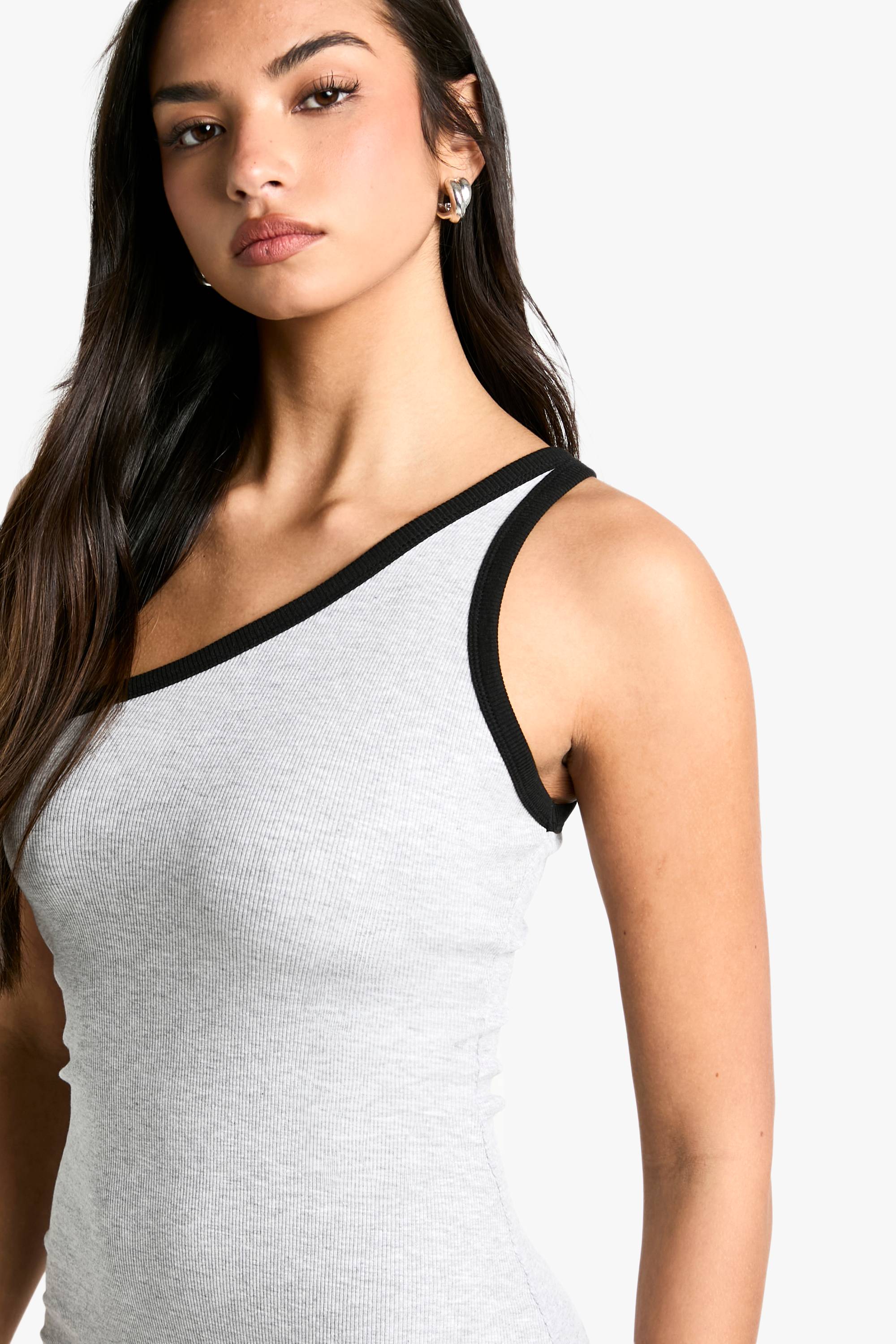 boohoo Robe midaxi à une épaule avec garniture contrastante