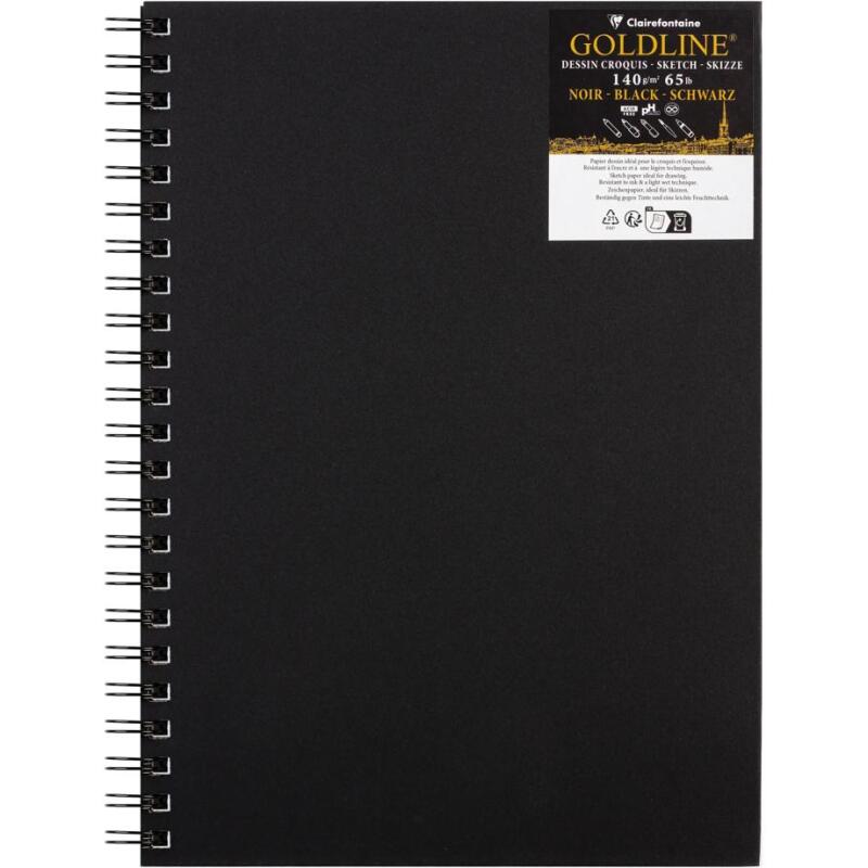 Goldline carnet spiralé 50F A4 140g portrait - Noir