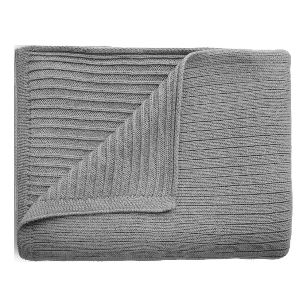 Mushie Knitted Baby Tæppe Gray Melange - 1 stk.