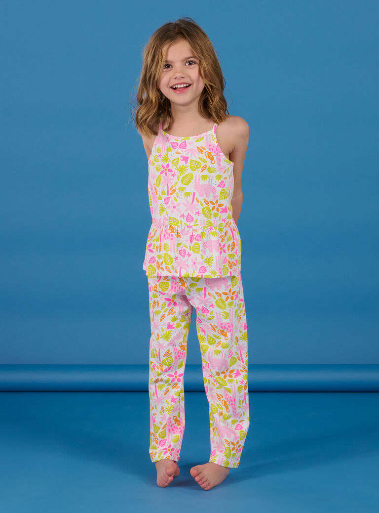Débardeur et pantalon blanc à imprimé fleurs