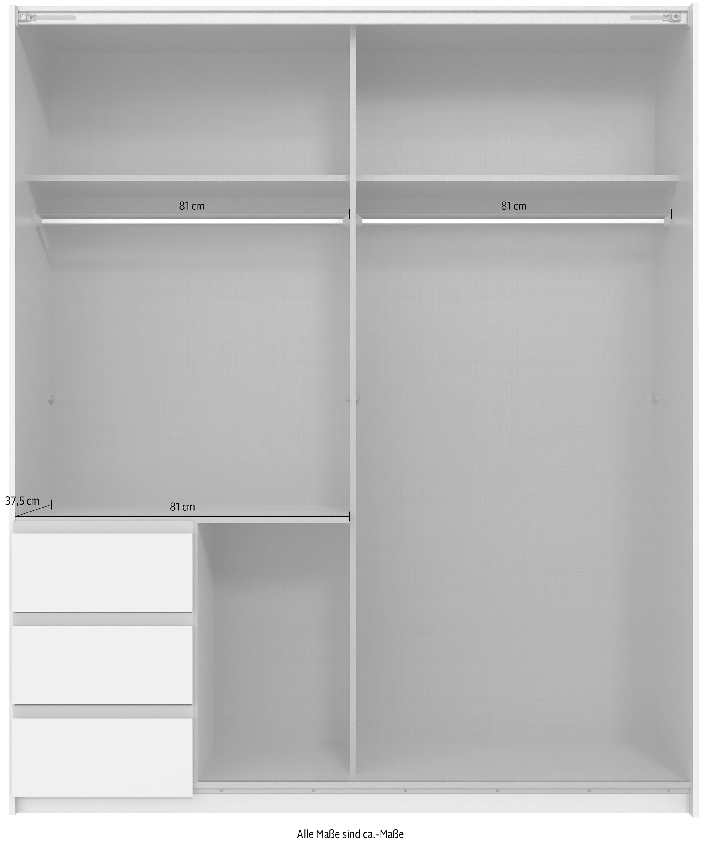 Wimex Schwebetürenschrank »Stade, B: 168cm, inkl. Spiegel und von aussen bedienbaren Schubladen« erhältlich in verschiedenen Farben