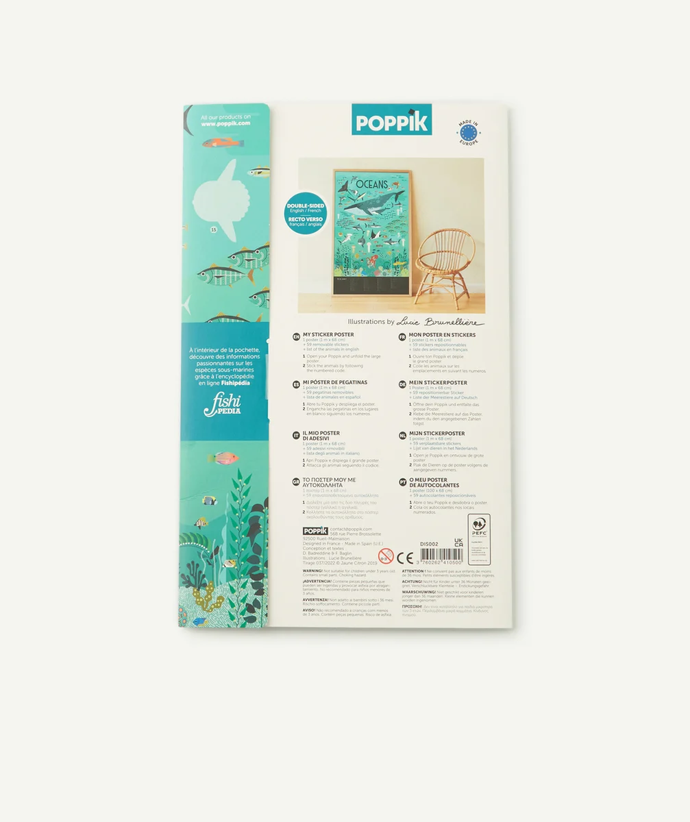 POPPIKPOSTER AVEC 59 STICKERS SUR L'OCÉAN 6-12 ANS