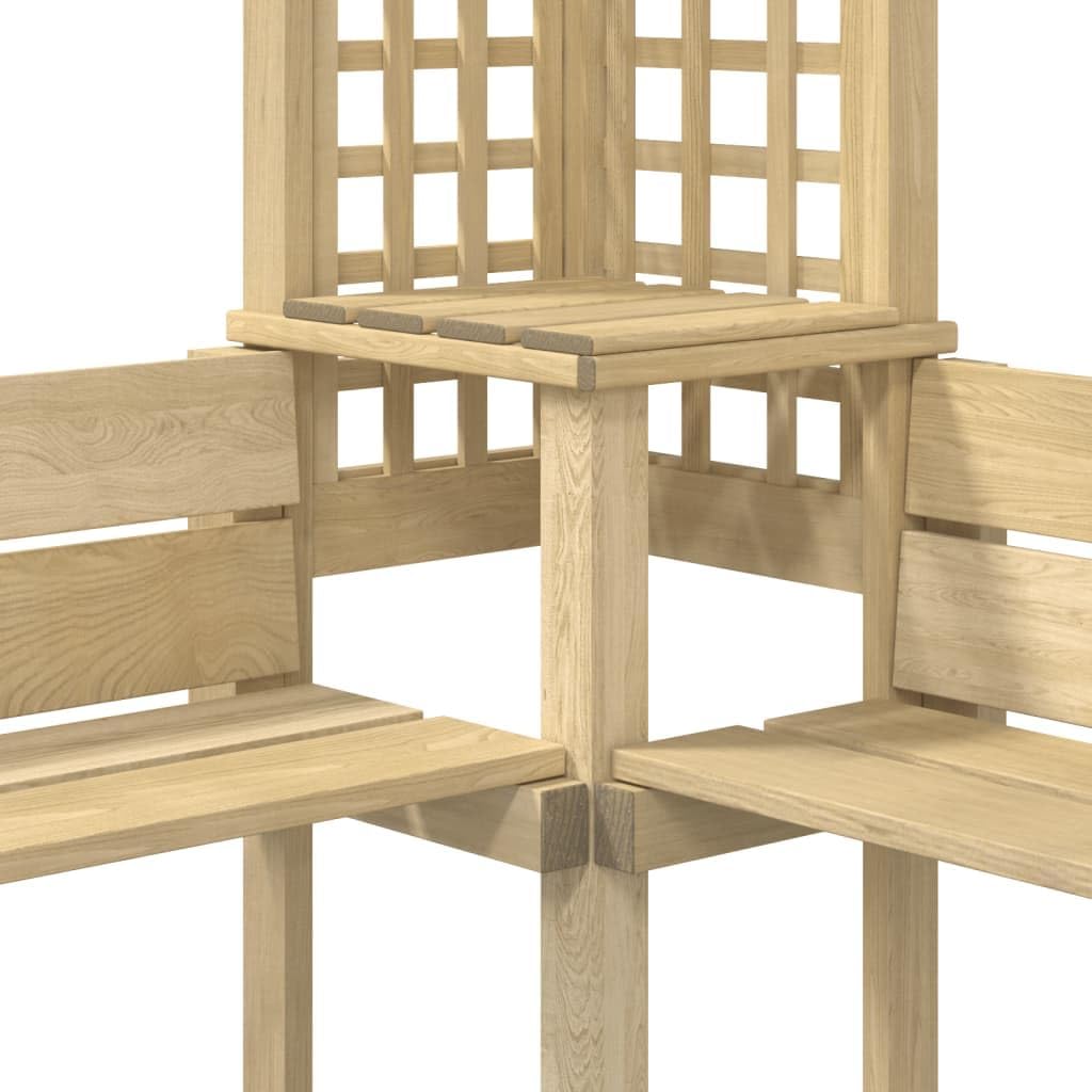 vidaXL Kiefernholz Imprägniert Eckpergola mit Bank Holz Gartenbank Holzpergola