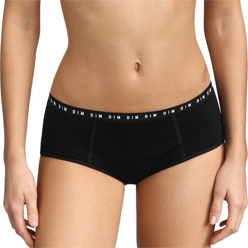 Shorties menstruels en coton bio - Flux abondants - 1 unité - Noir