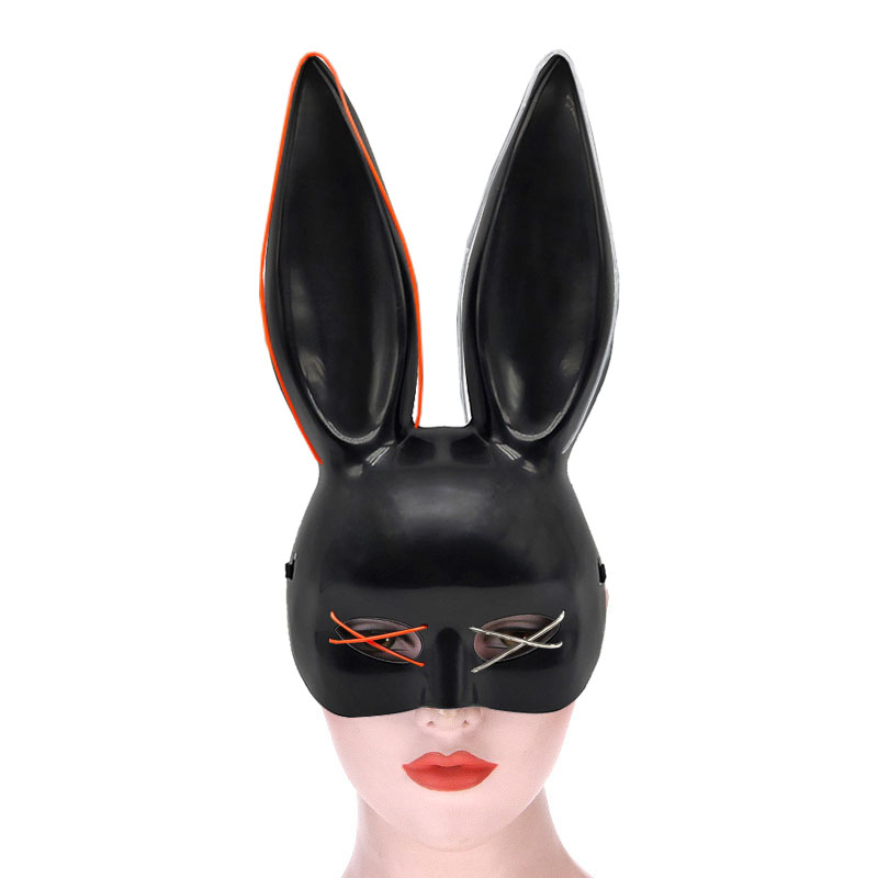 LED Hasen Maske Fasnachts Halbmaske Neon Kostüm Zubehör Motto Party Accessoire Halloween Foto Requisite - Orange / Weiss