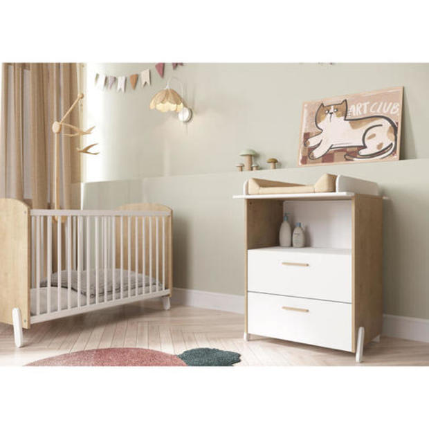 Chambre Duo Lit 60x120 + Commode avec Plan à langer NAILI - CBA Meubles