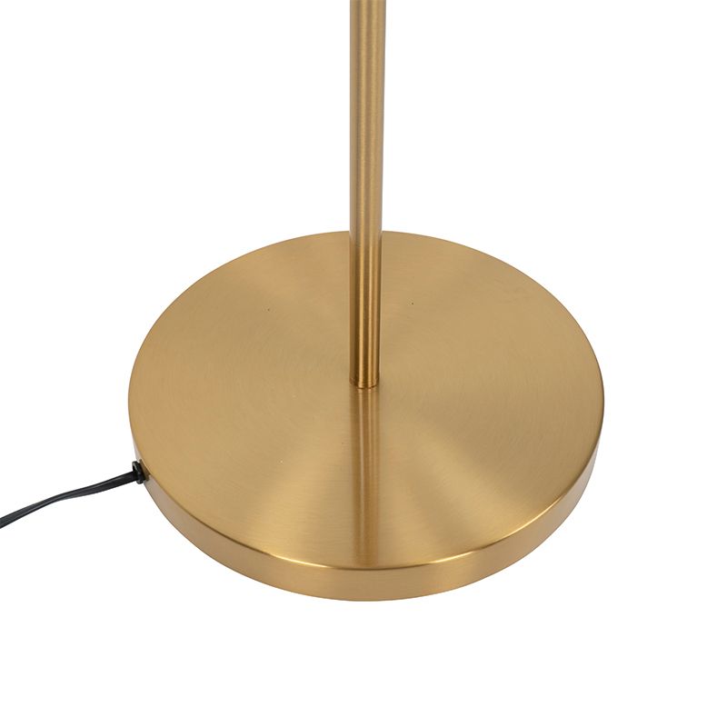 Art deco vloerlamp messing met roze glas - Pallon